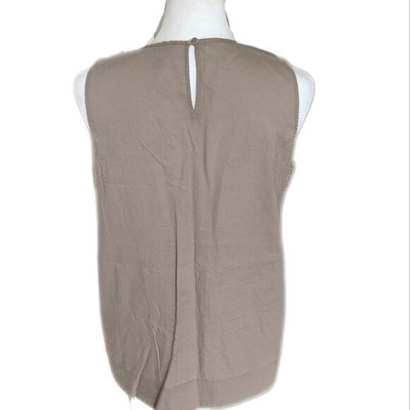 LOFT khaki green tank top, eyelet detail front, solid back, size S - Picture 2 of 7
